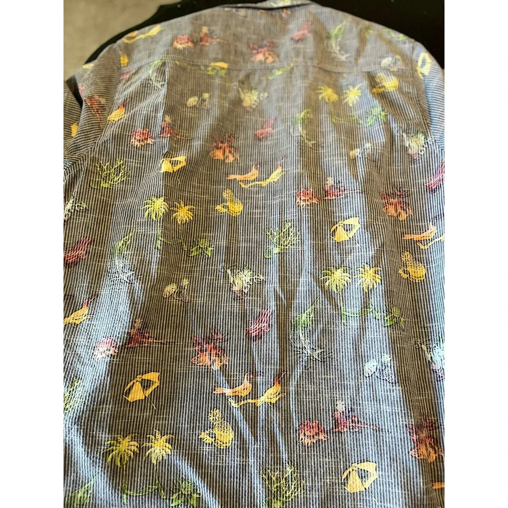 Tommy Bahama‎ Mens Short Sleeve Button Down Shirt Beach Print Casual
